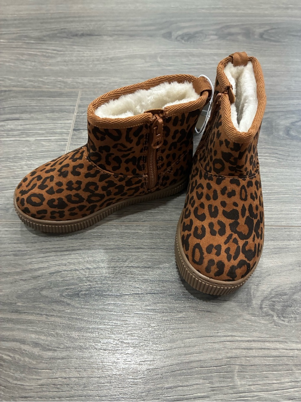 Cat & Jack Kids Leopard Print Faux Fur Ankle Boots - Brown/Black